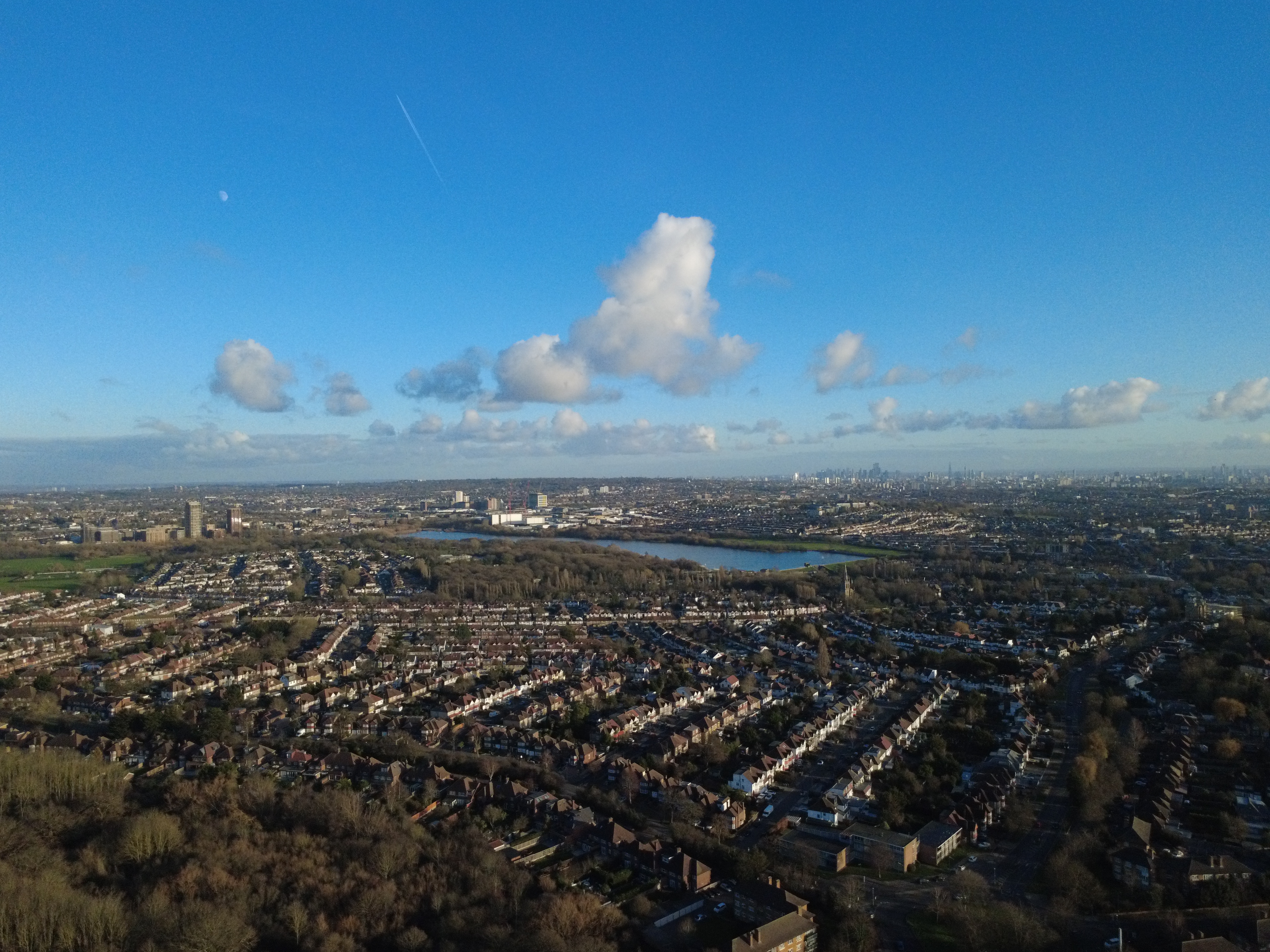 London skyline with Romanian flag overlay